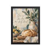 Give Us This Day Our Daily Bread Matthew 6:11 — Matte Black Frame / 12″×16″ portrait mockup