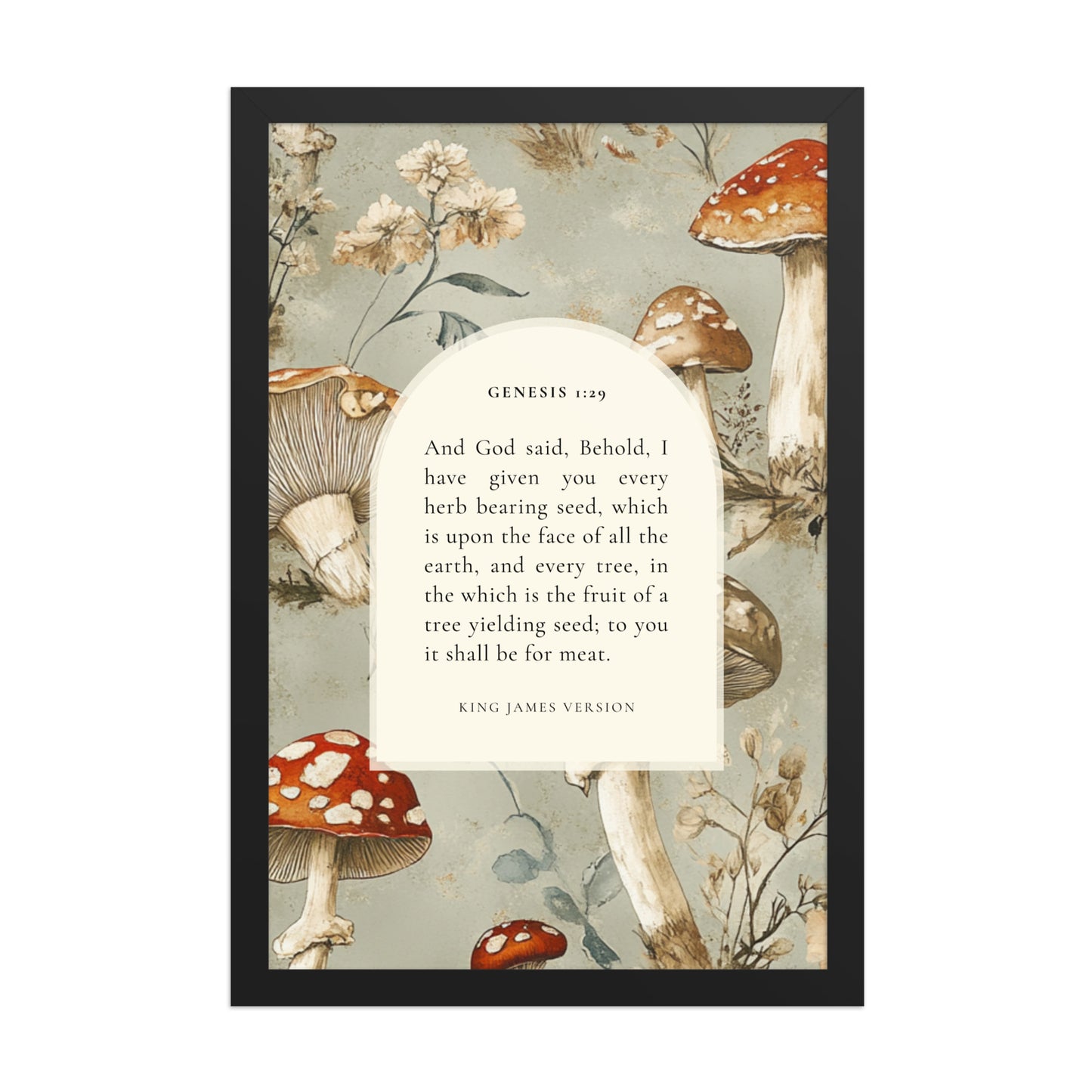 Genesis 1:29 Botanical Mushrooms Background  