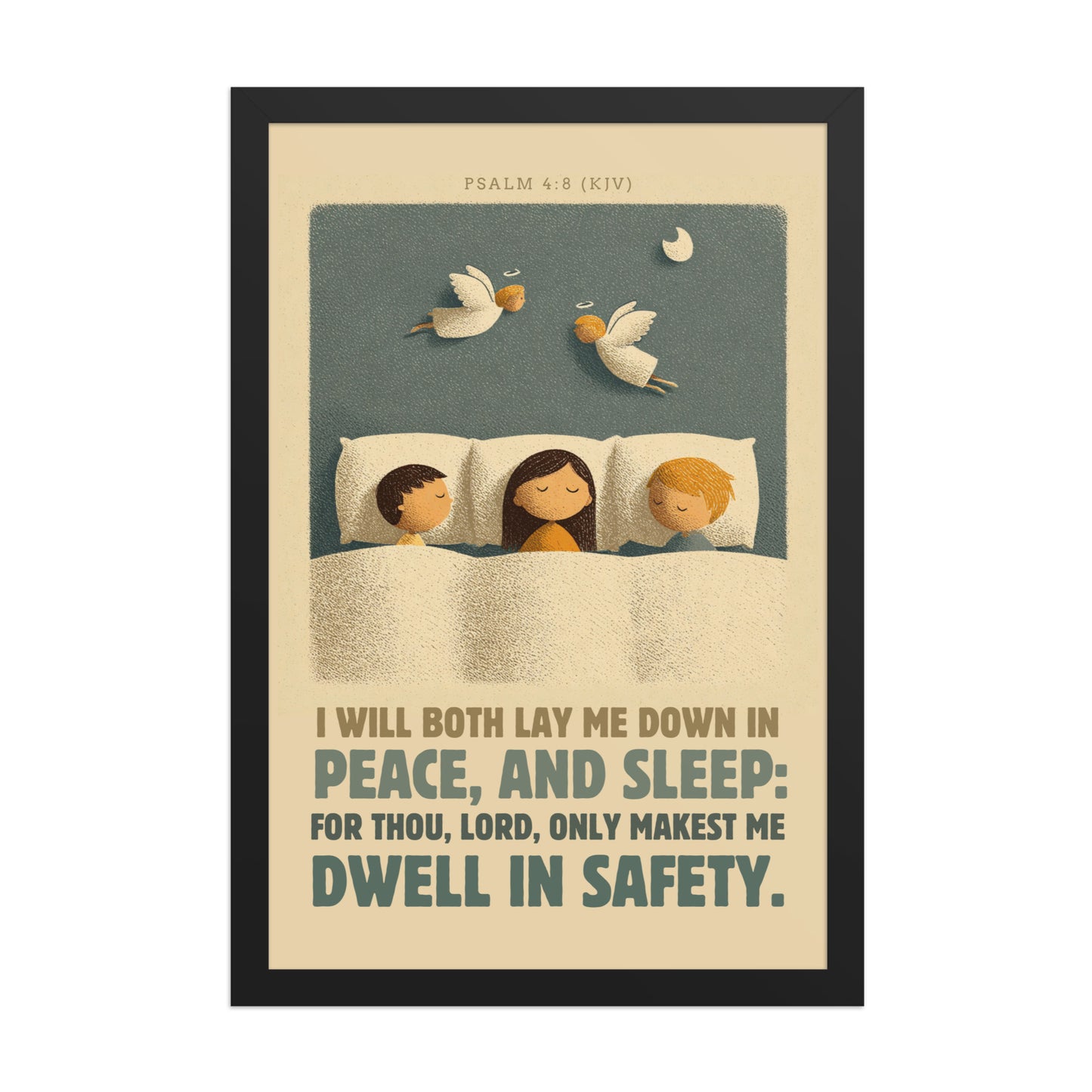 Psalm 4:8 Nursery Wall Art    Unframed Matte Paper / 8″×10″-Unframed Matte Paper / 11″×14″-Unframed Matte Paper / 12″×16″-Unframed Matte Paper / 12″×18″-Unframed Matte Paper / 16″×20″ 