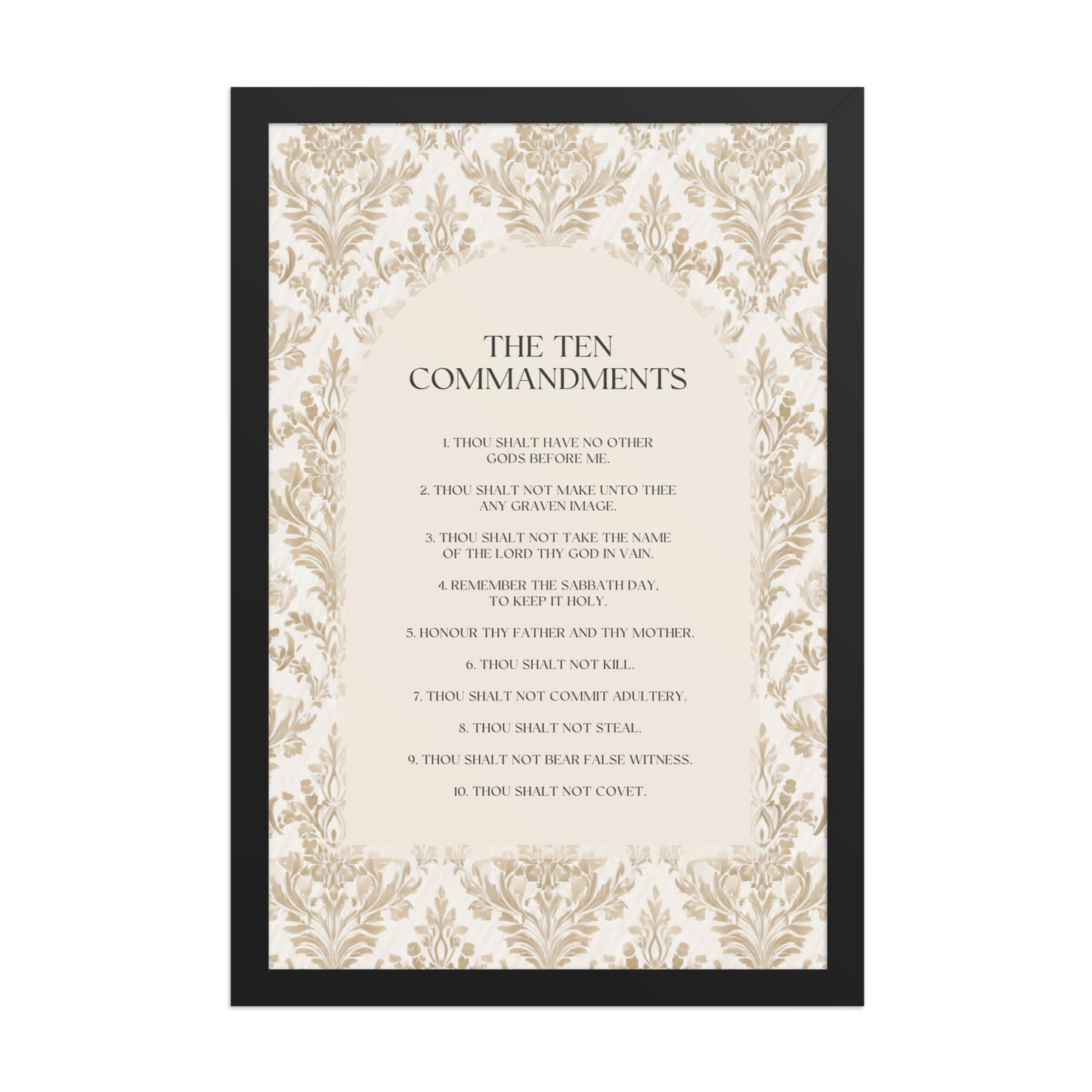 The Ten Commandments: Arch Design Print with Roman Numerals or List    Unframed Matte Paper / 8″×10″ / List-Unframed Matte Paper / 8″×10″ / Roman Numerals-Unframed Matte Paper / 11″×14″ / List-Unframed Matte Paper / 11″×14″ / Roman Numerals-Unframed Matte Paper / 12″×16″ / List 