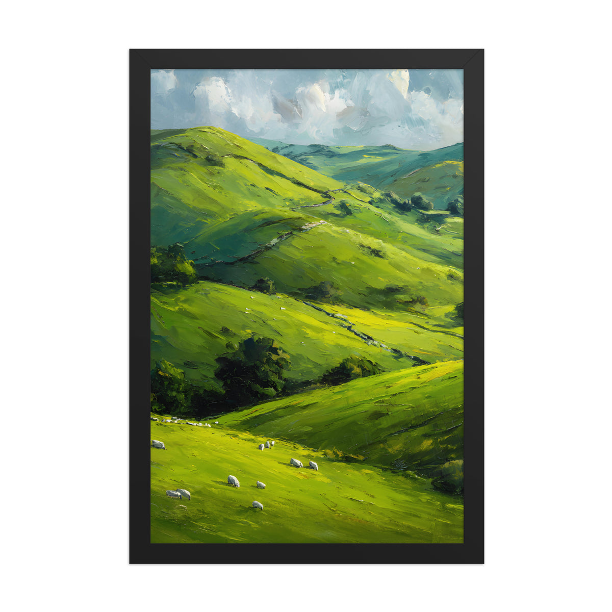 He Left the 99 Jesus and lamb Christian wall art in a framed poster studio mockup.