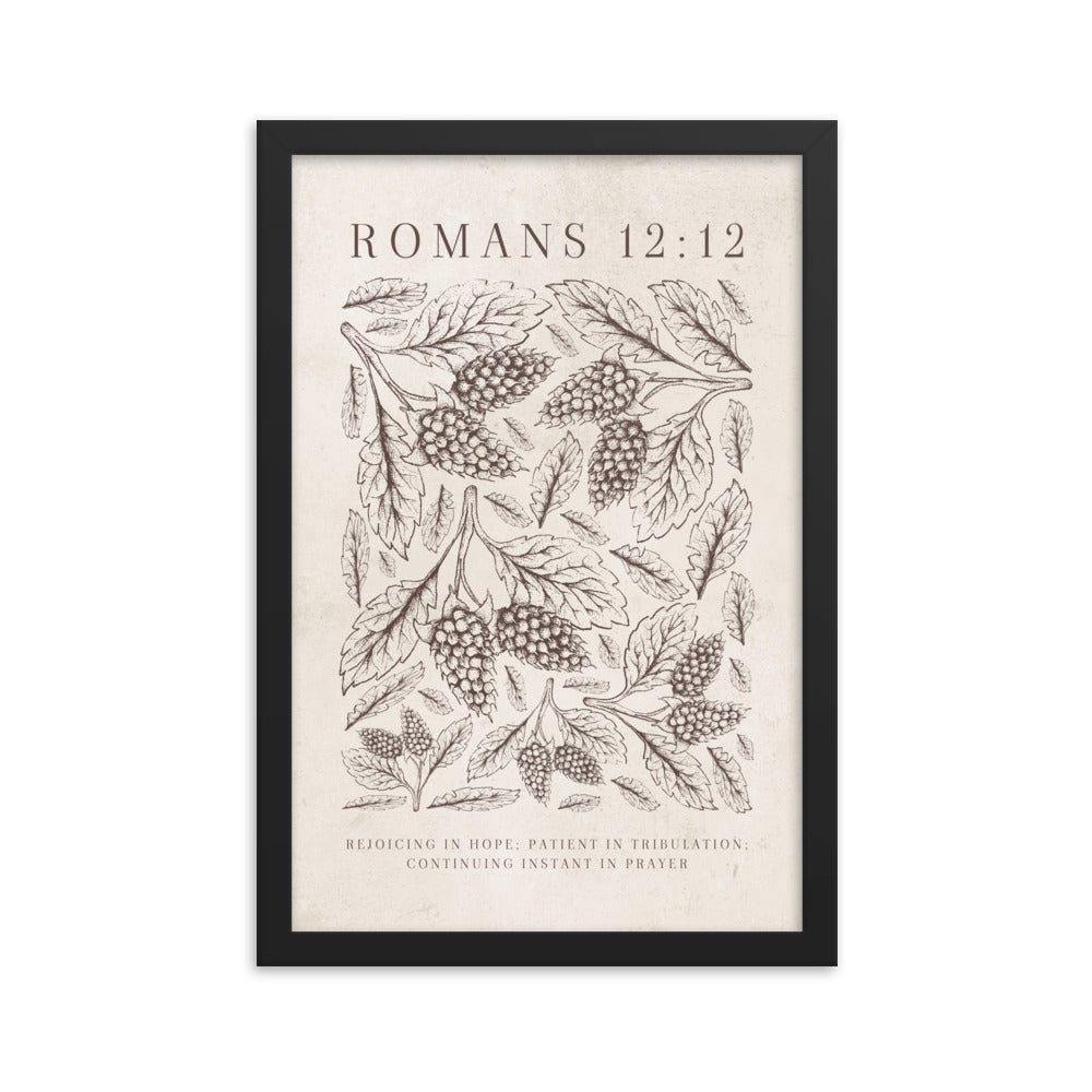 Romans 12:12 Floral On Beige  