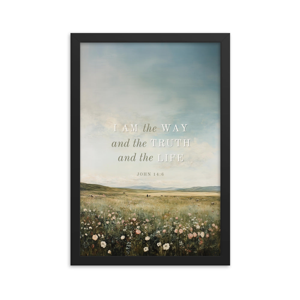 John 14:6 Meadow Scenery With Light Or Dark Text  