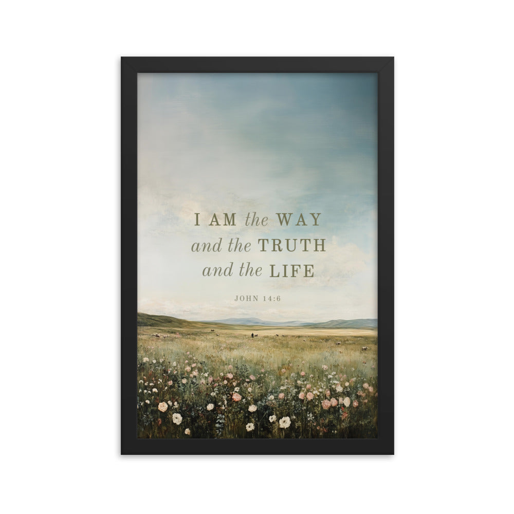 John 14:6 Meadow Scenery With Light Or Dark Text  