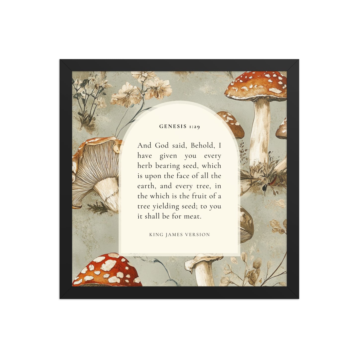 Genesis 1:29 Botanical Mushrooms Background  