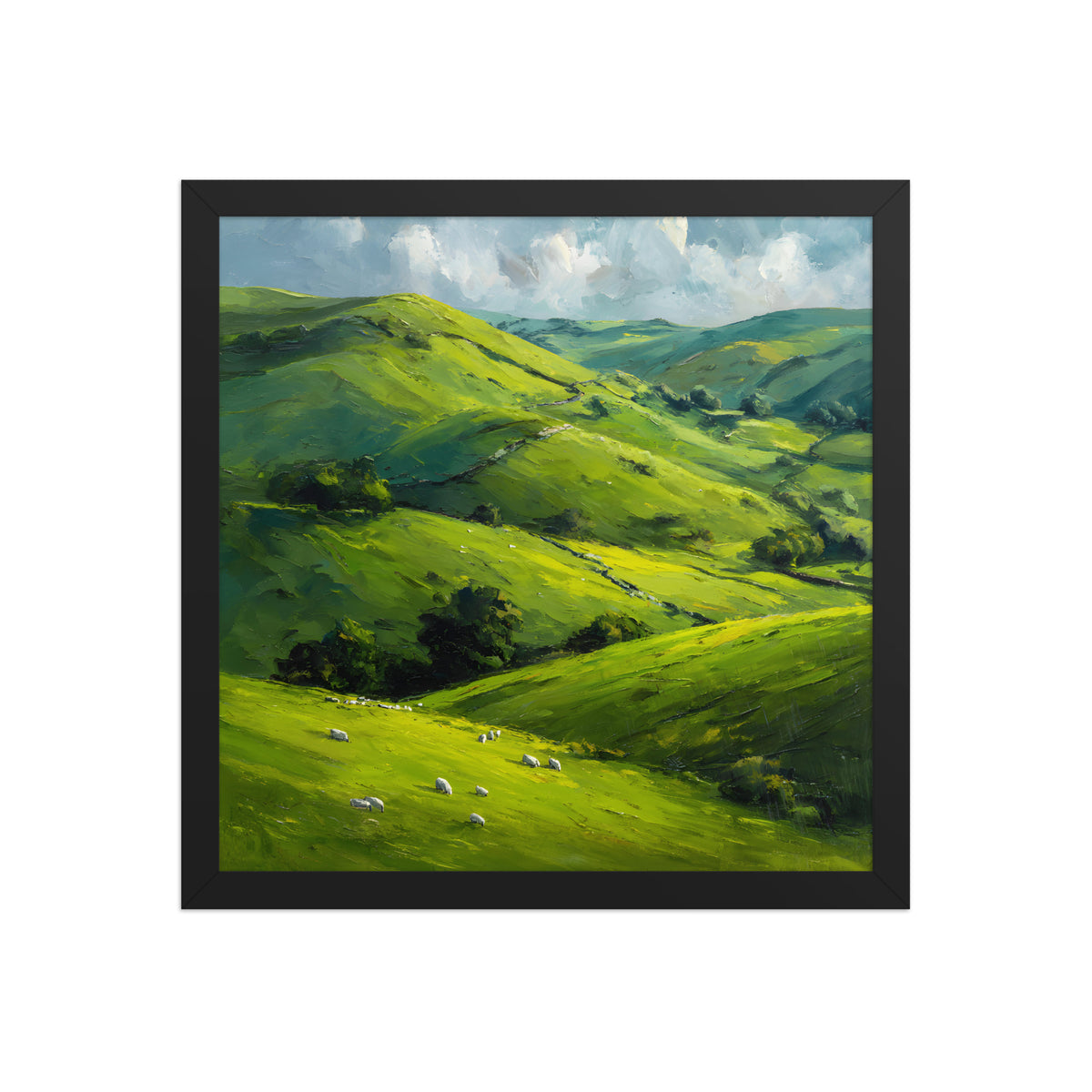 He Left the 99 Jesus and lamb Christian wall art in a framed poster studio mockup.