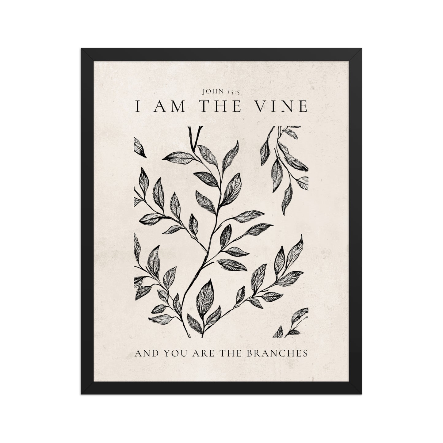John 15:5 Vintage Floral On Beige Background