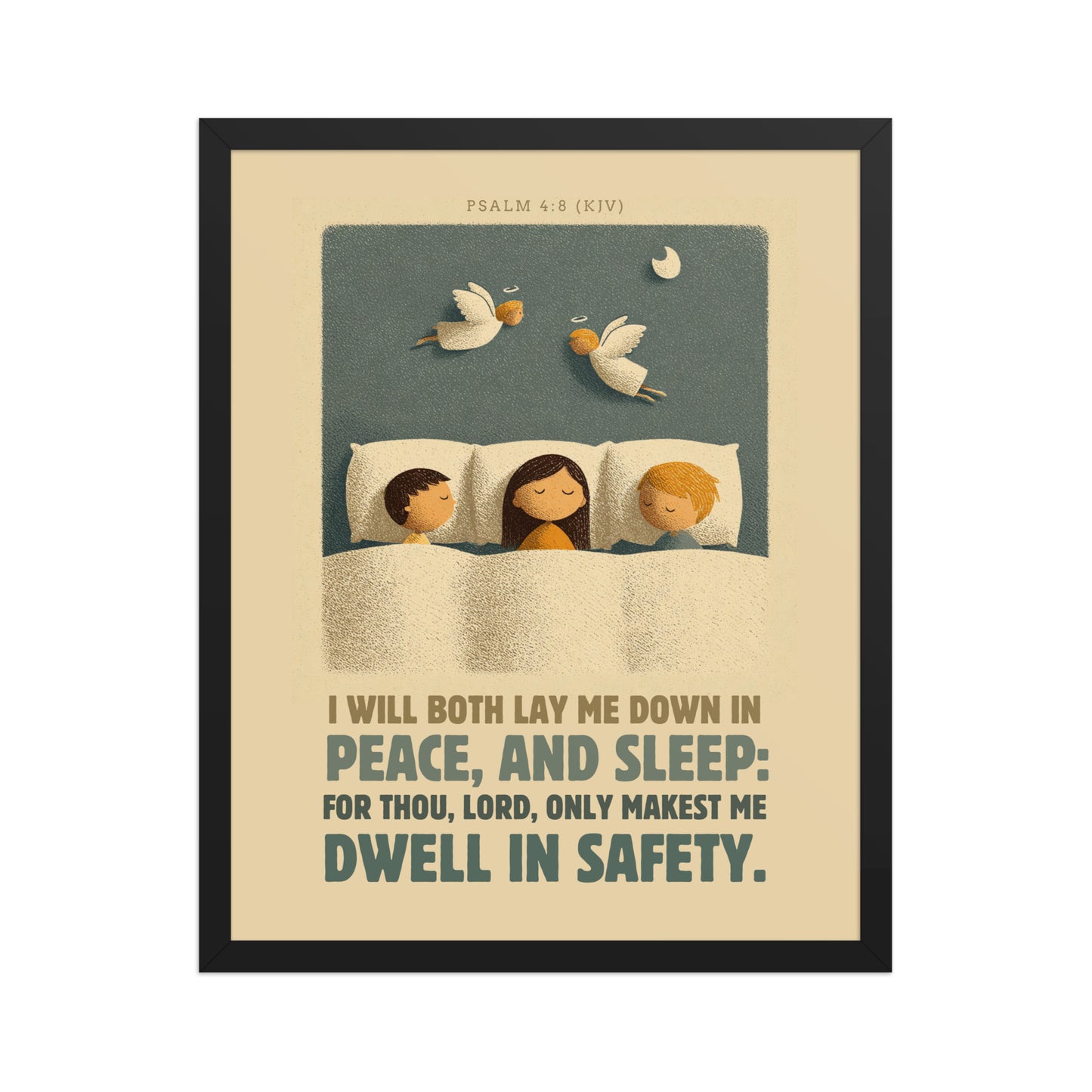 Psalm 4:8 Nursery Wall Art    Unframed Matte Paper / 8″×10″-Unframed Matte Paper / 11″×14″-Unframed Matte Paper / 12″×16″-Unframed Matte Paper / 12″×18″-Unframed Matte Paper / 16″×20″ 