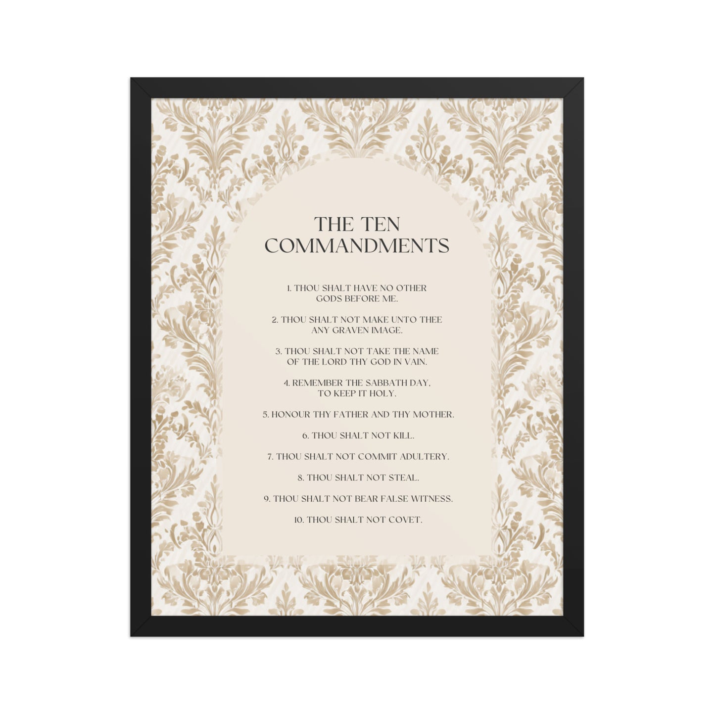 The Ten Commandments: Arch Design Print with Roman Numerals or List    Unframed Matte Paper / 8″×10″ / List-Unframed Matte Paper / 8″×10″ / Roman Numerals-Unframed Matte Paper / 11″×14″ / List-Unframed Matte Paper / 11″×14″ / Roman Numerals-Unframed Matte Paper / 12″×16″ / List 