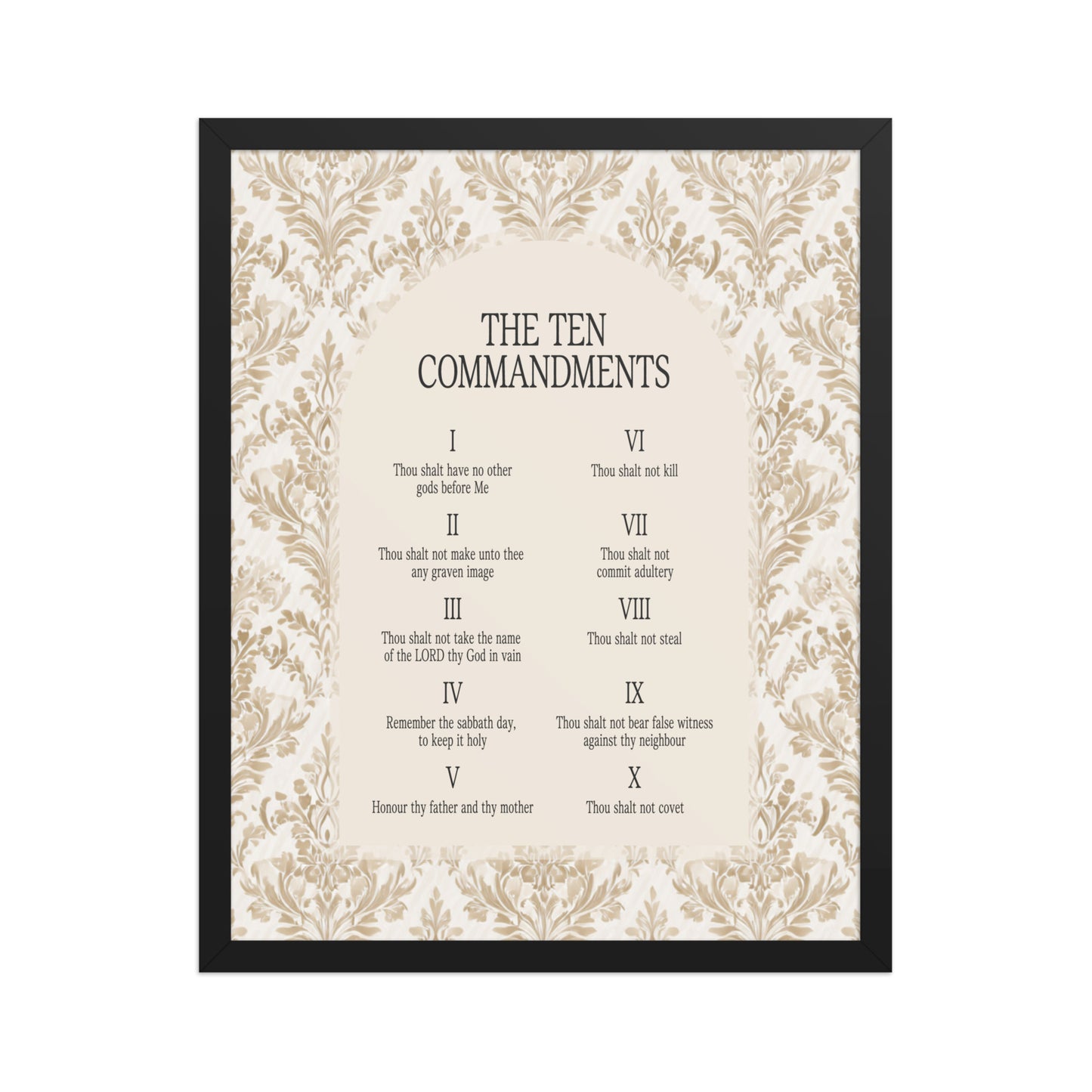The Ten Commandments: Arch Design Print with Roman Numerals or List    Unframed Matte Paper / 8″×10″ / List-Unframed Matte Paper / 8″×10″ / Roman Numerals-Unframed Matte Paper / 11″×14″ / List-Unframed Matte Paper / 11″×14″ / Roman Numerals-Unframed Matte Paper / 12″×16″ / List 
