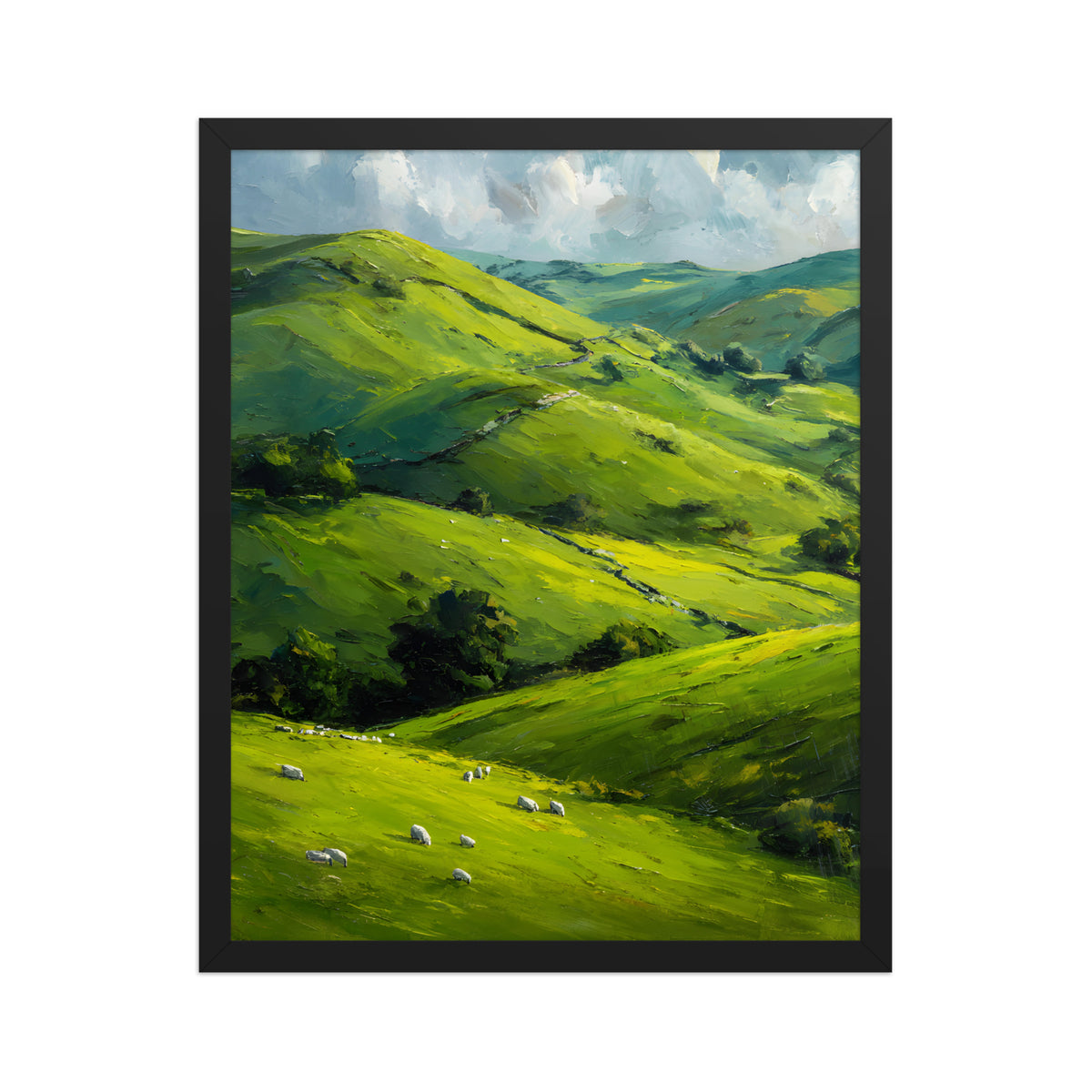 He Left the 99 Jesus and lamb Christian wall art in a framed poster studio mockup.