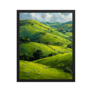 He Left the 99 Jesus and lamb Christian wall art in a framed poster studio mockup.