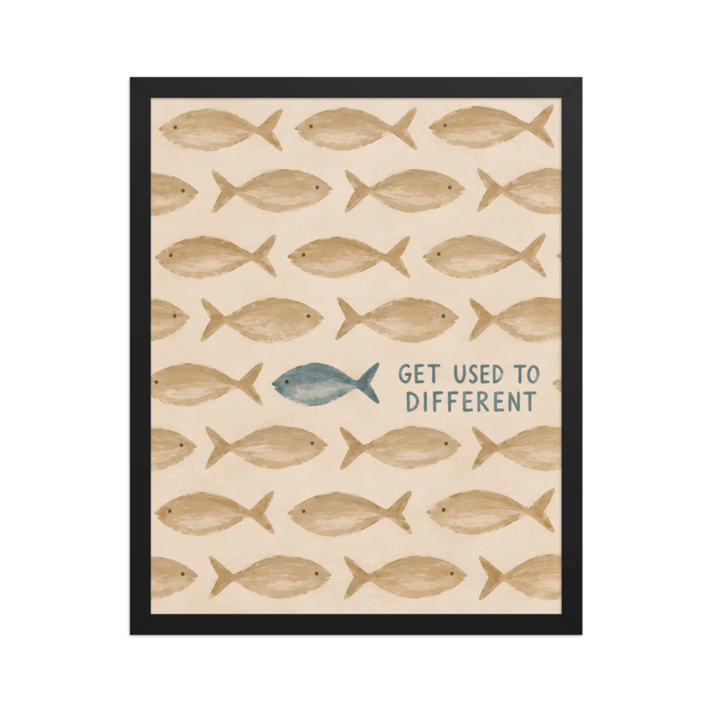Get Used To Different Christian wall art — Matte Black Frame / 16″×20″ portrait mockup