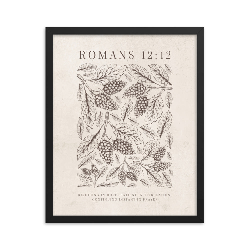 Romans 12:12 Floral On Beige  