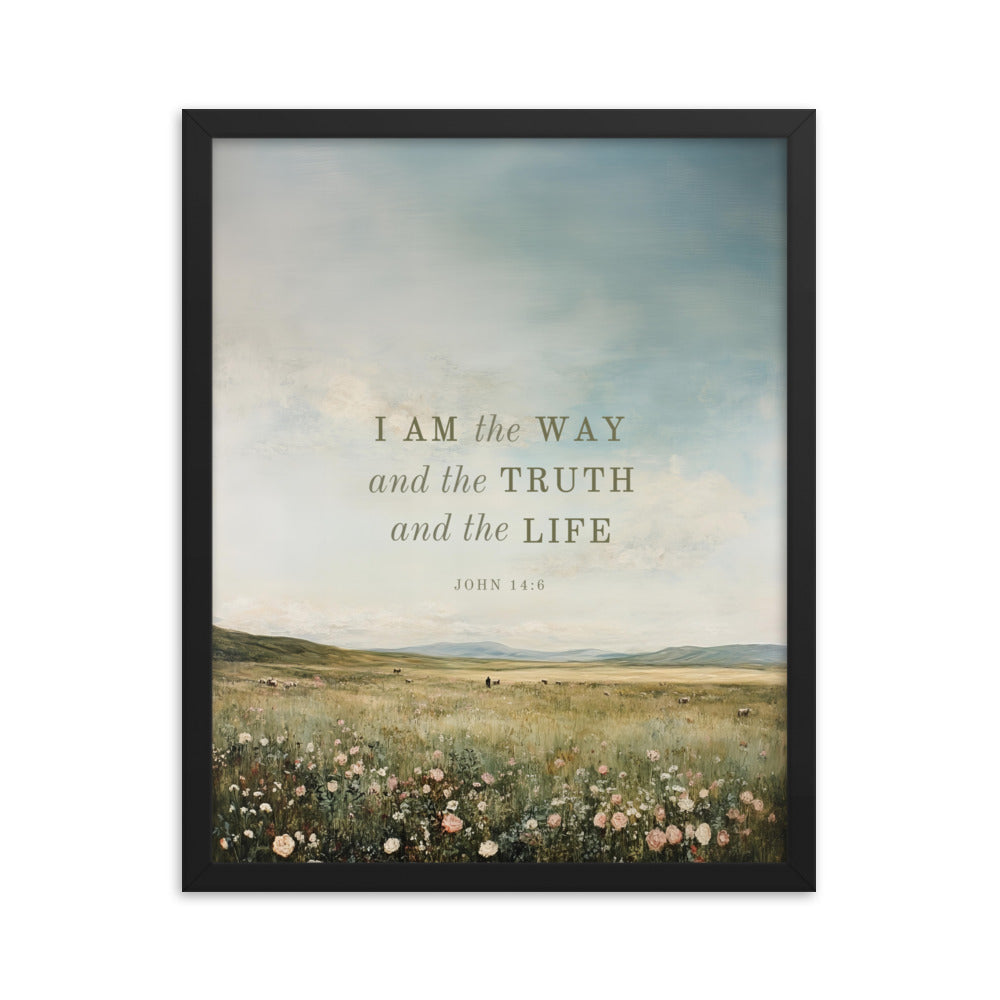 John 14:6 Meadow Scenery With Light Or Dark Text  