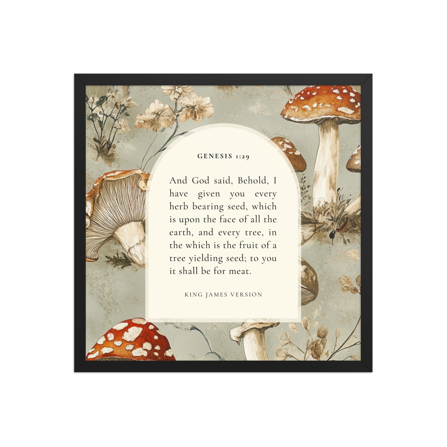 Genesis 1:29 Botanical Mushrooms Background  
