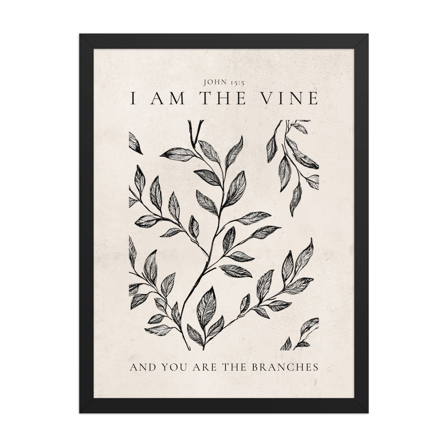 John 15:5 Vintage Floral On Beige Background
