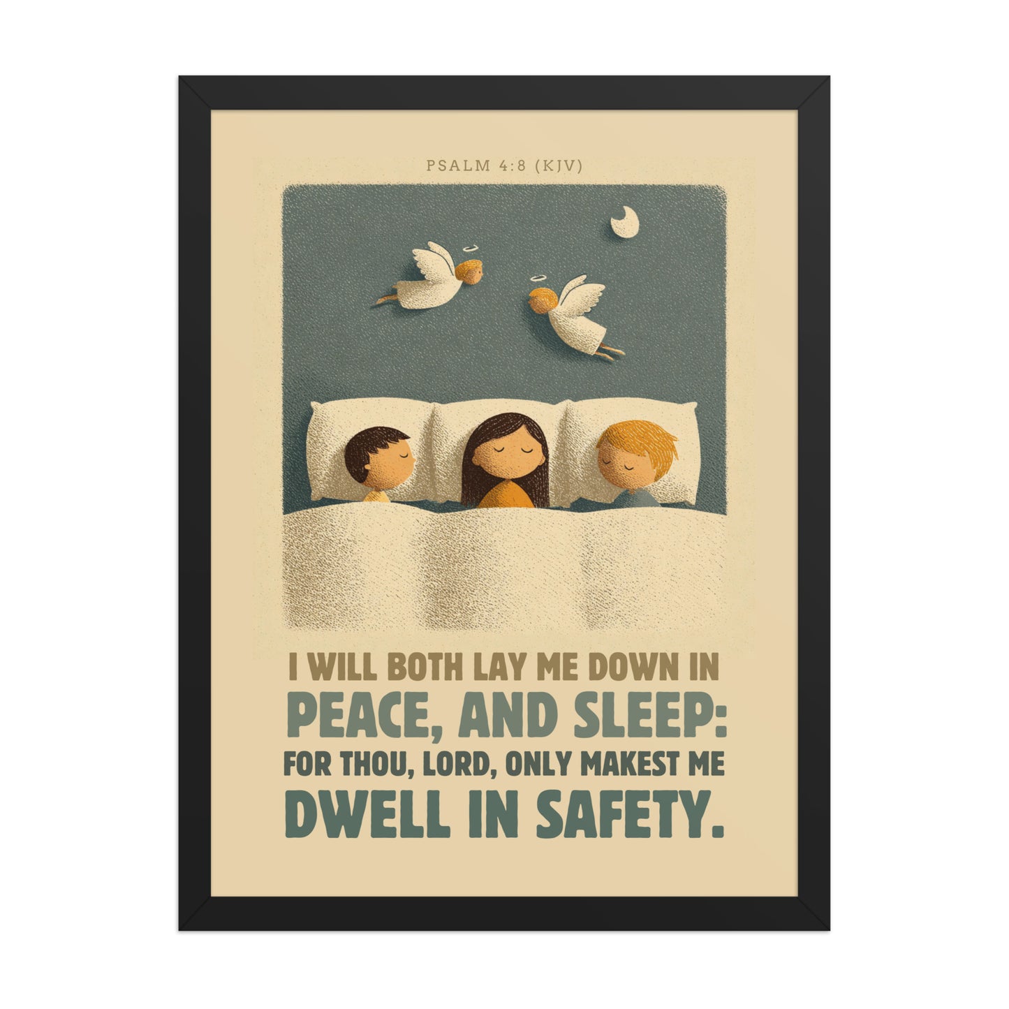 Psalm 4:8 Nursery Wall Art    Unframed Matte Paper / 8″×10″-Unframed Matte Paper / 11″×14″-Unframed Matte Paper / 12″×16″-Unframed Matte Paper / 12″×18″-Unframed Matte Paper / 16″×20″ 