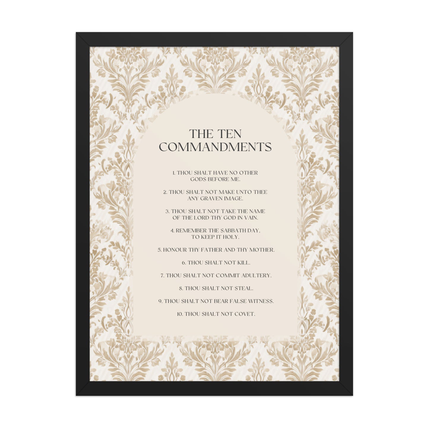 The Ten Commandments: Arch Design Print with Roman Numerals or List    Unframed Matte Paper / 8″×10″ / List-Unframed Matte Paper / 8″×10″ / Roman Numerals-Unframed Matte Paper / 11″×14″ / List-Unframed Matte Paper / 11″×14″ / Roman Numerals-Unframed Matte Paper / 12″×16″ / List 