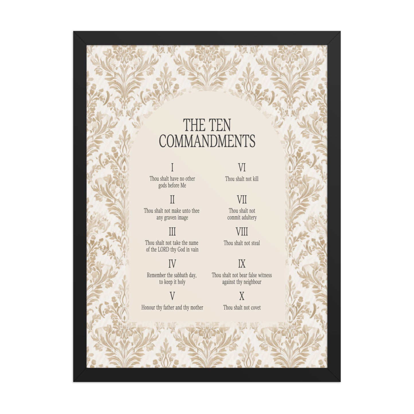 The Ten Commandments: Arch Design Print with Roman Numerals or List    Unframed Matte Paper / 8″×10″ / List-Unframed Matte Paper / 8″×10″ / Roman Numerals-Unframed Matte Paper / 11″×14″ / List-Unframed Matte Paper / 11″×14″ / Roman Numerals-Unframed Matte Paper / 12″×16″ / List 