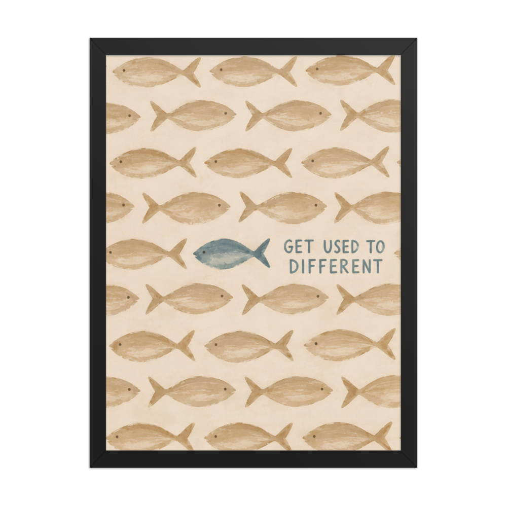 Get Used To Different Christian wall art — Matte Black Frame / 18″×24″ portrait mockup