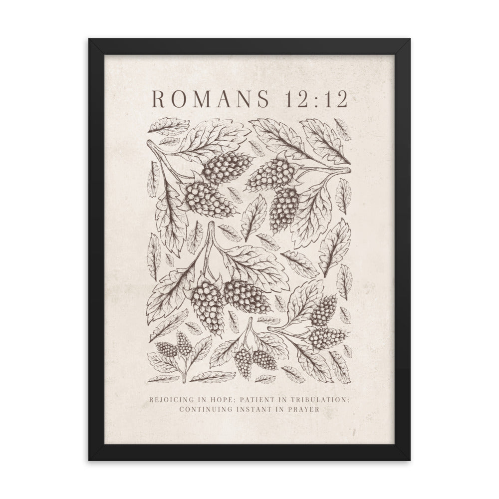 Romans 12:12 Floral On Beige  