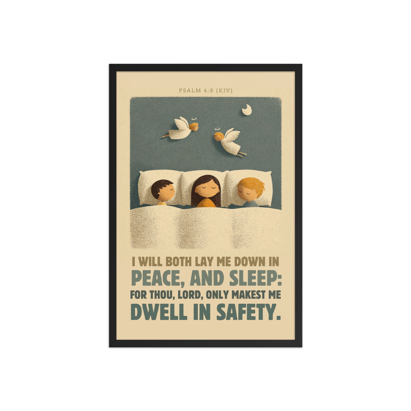 Psalm 4:8 Nursery Wall Art    Unframed Matte Paper / 8″×10″-Unframed Matte Paper / 11″×14″-Unframed Matte Paper / 12″×16″-Unframed Matte Paper / 12″×18″-Unframed Matte Paper / 16″×20″ 