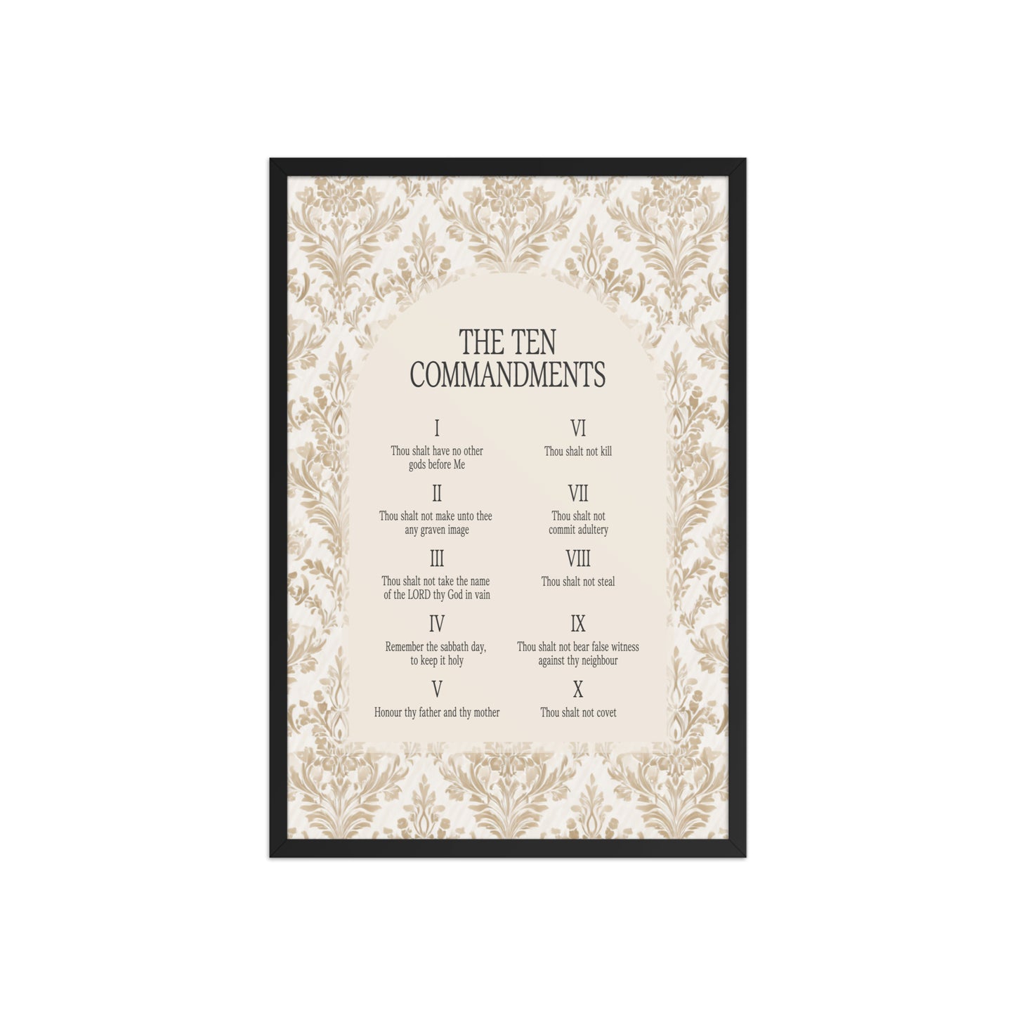 The Ten Commandments: Arch Design Print with Roman Numerals or List