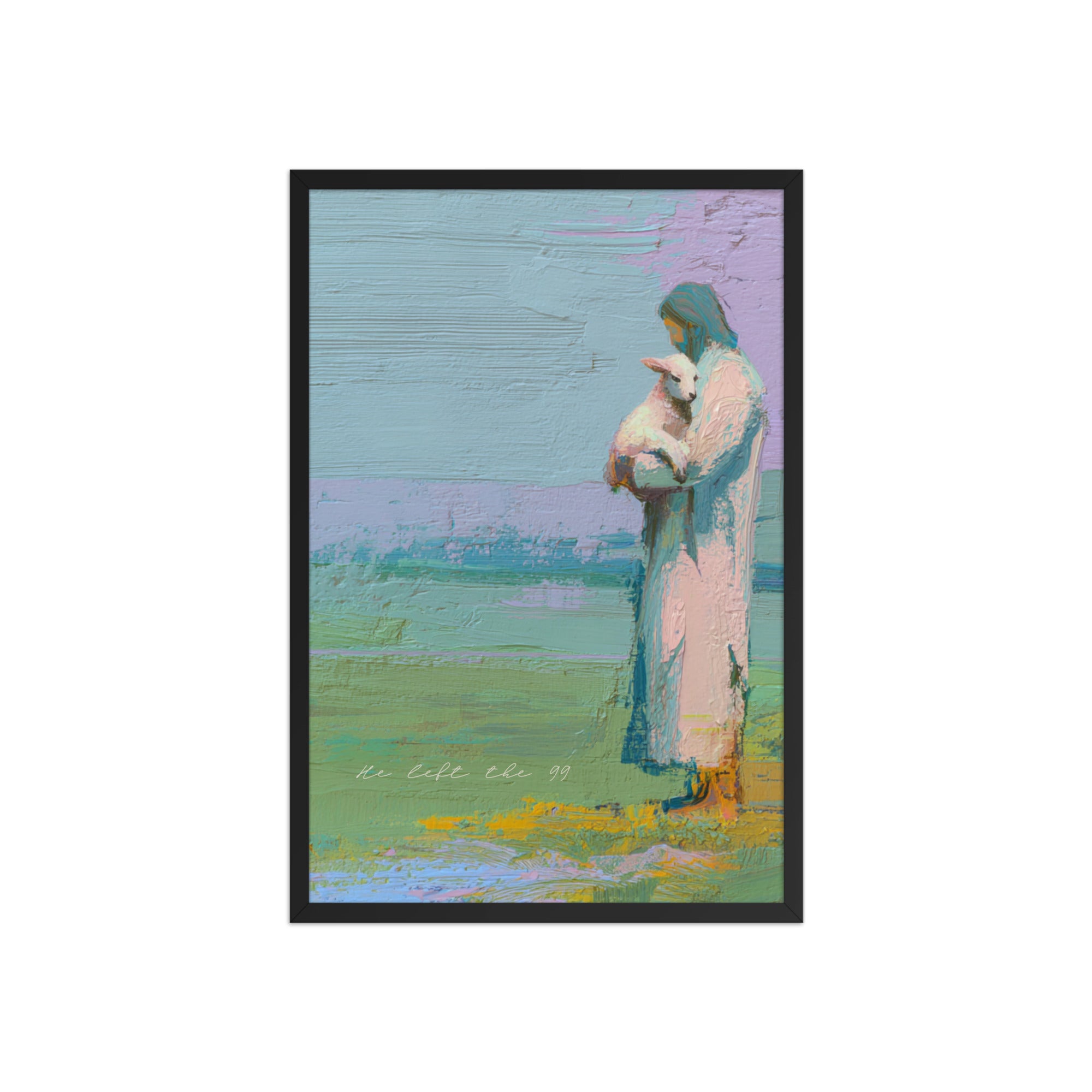 The Good Shepherd Wall Art | "He Left the 99" Scripture Print    Unframed Matte Paper / 8″×10″-Unframed Matte Paper / 10″×10″-Unframed Matte Paper / 11″×14″-Unframed Matte Paper / 12″×12″-Unframed Matte Paper / 12″×16″ 
