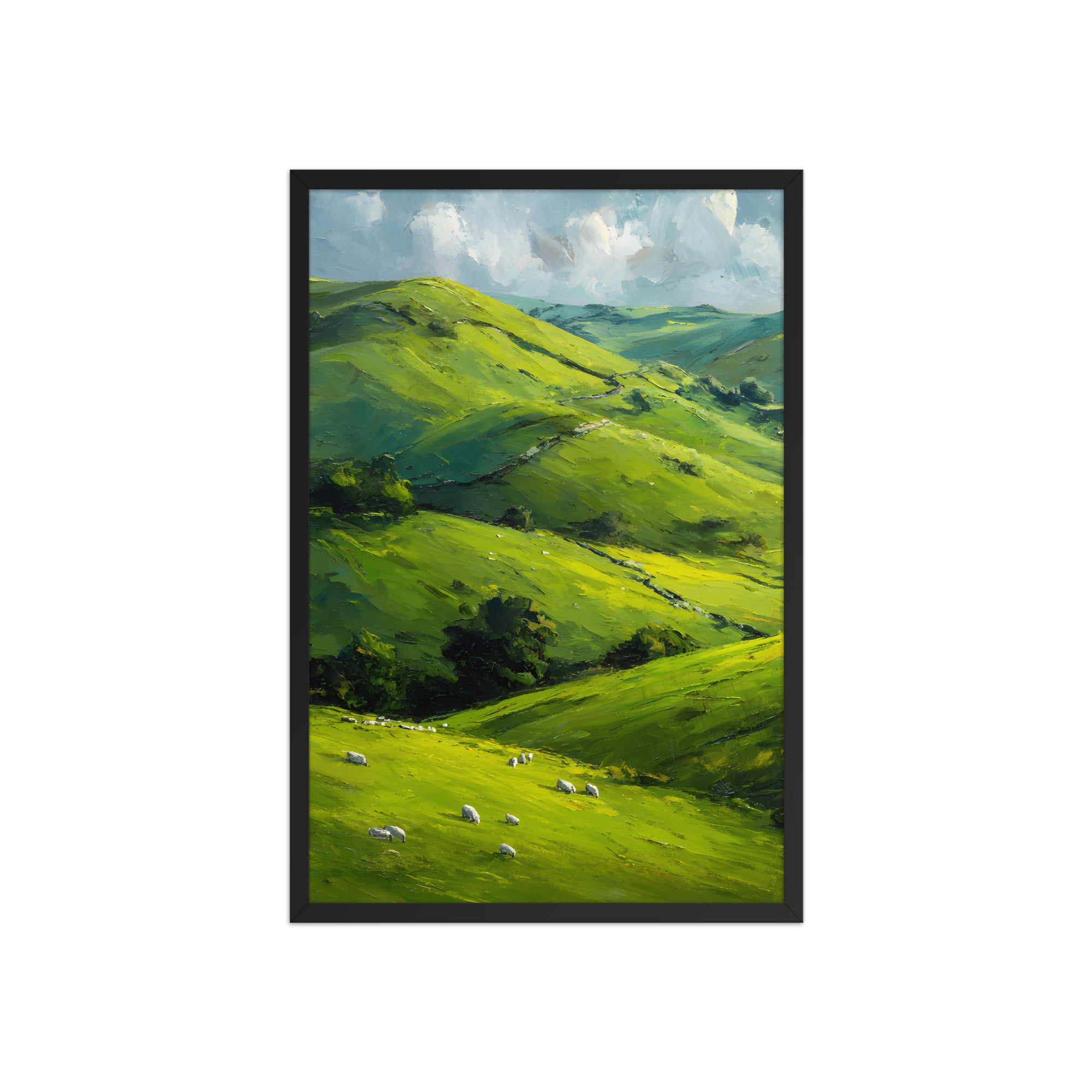 He Left the 99 Jesus and lamb Christian wall art in a framed poster studio mockup.