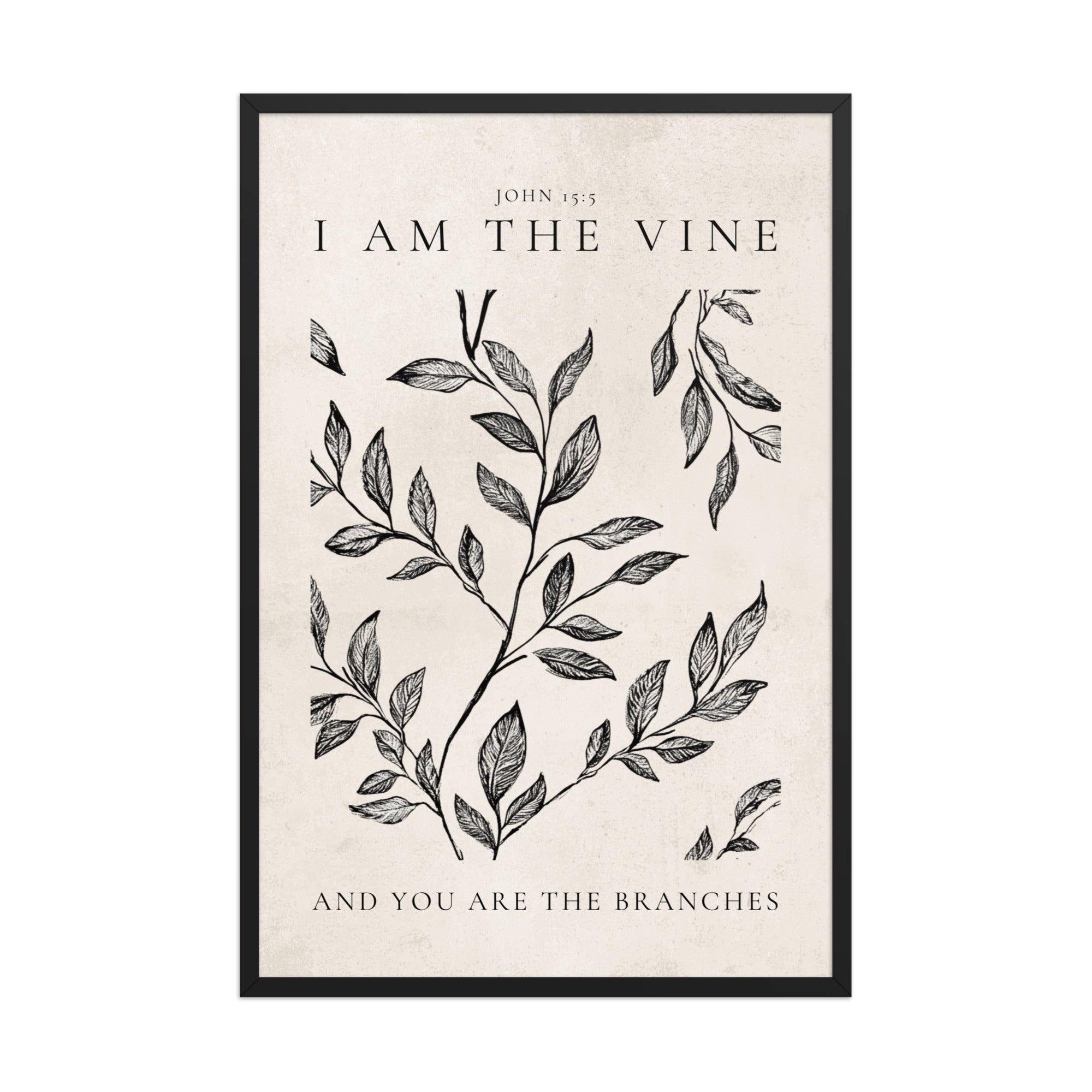 John 15:5 Vintage Floral On Beige Background  