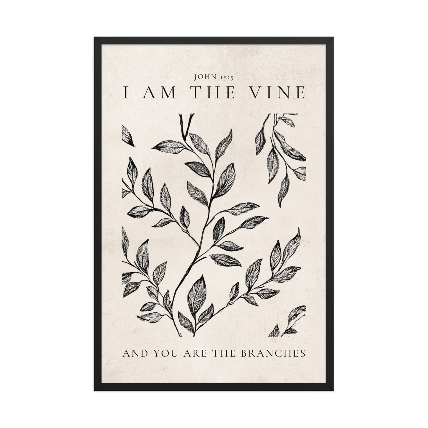 John 15:5 Vintage Floral On Beige Background  