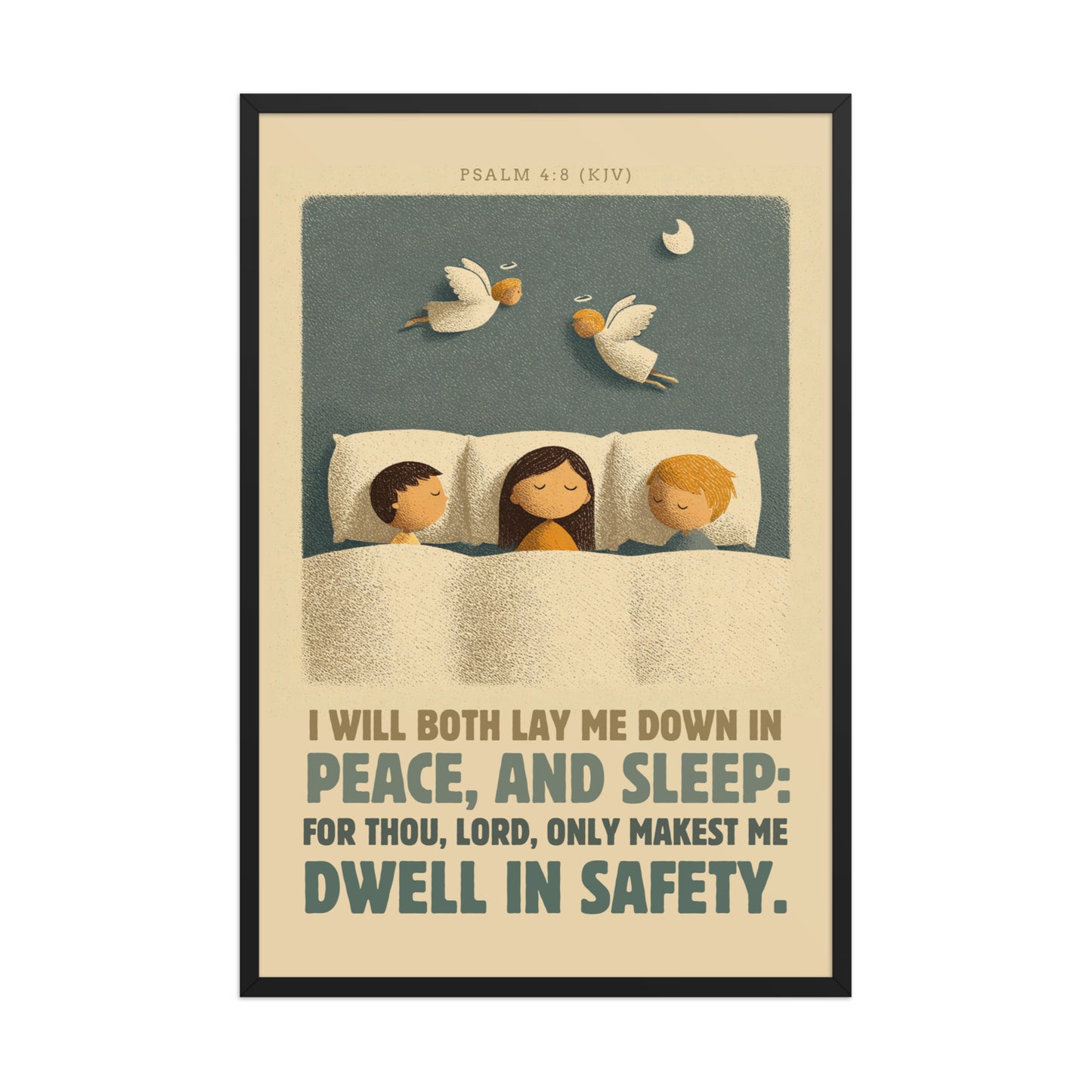 Psalm 4:8 Nursery Wall Art    Unframed Matte Paper / 8″×10″-Unframed Matte Paper / 11″×14″-Unframed Matte Paper / 12″×16″-Unframed Matte Paper / 12″×18″-Unframed Matte Paper / 16″×20″ 