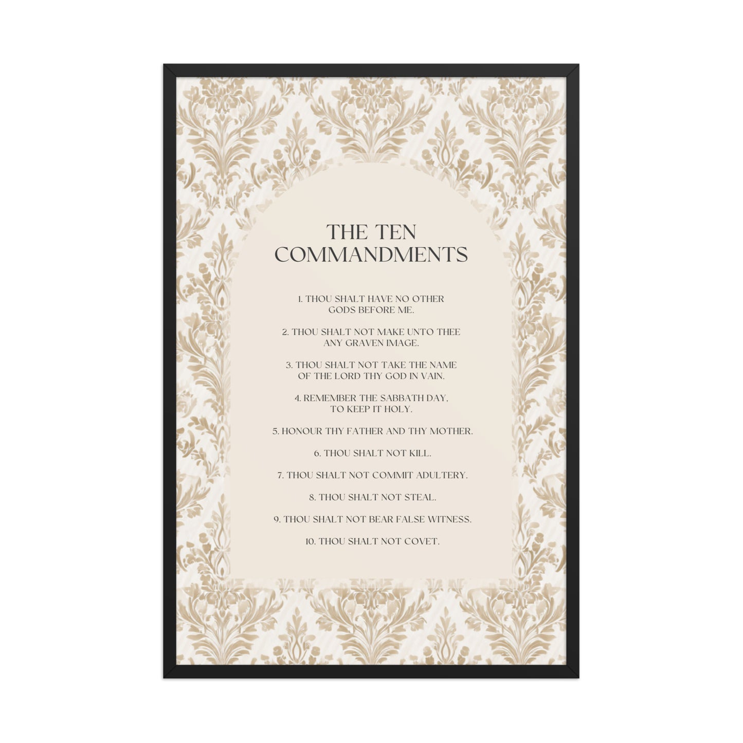 The Ten Commandments: Arch Design Print with Roman Numerals or List    Unframed Matte Paper / 8″×10″ / List-Unframed Matte Paper / 8″×10″ / Roman Numerals-Unframed Matte Paper / 11″×14″ / List-Unframed Matte Paper / 11″×14″ / Roman Numerals-Unframed Matte Paper / 12″×16″ / List 