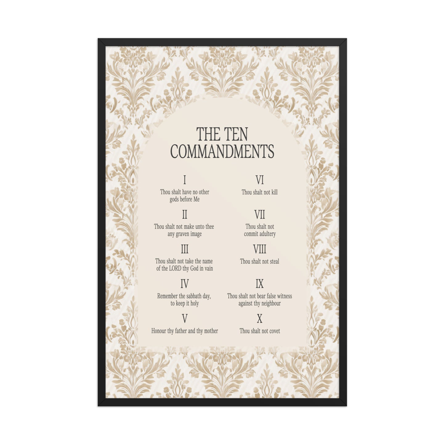 The Ten Commandments: Arch Design Print with Roman Numerals or List