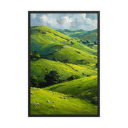 He Left the 99 Jesus and lamb Christian wall art in a framed poster studio mockup.
