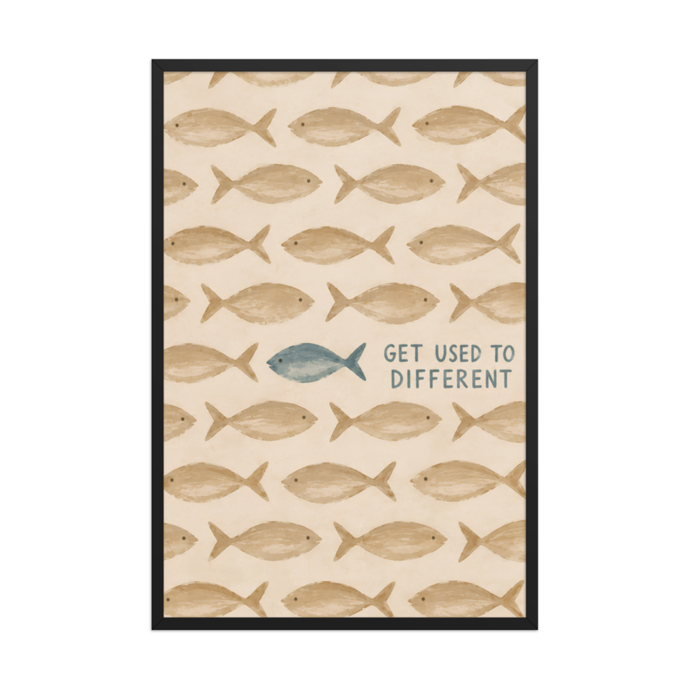 Get Used To Different Christian wall art — Matte Black Frame / 24″×36″ portrait mockup
