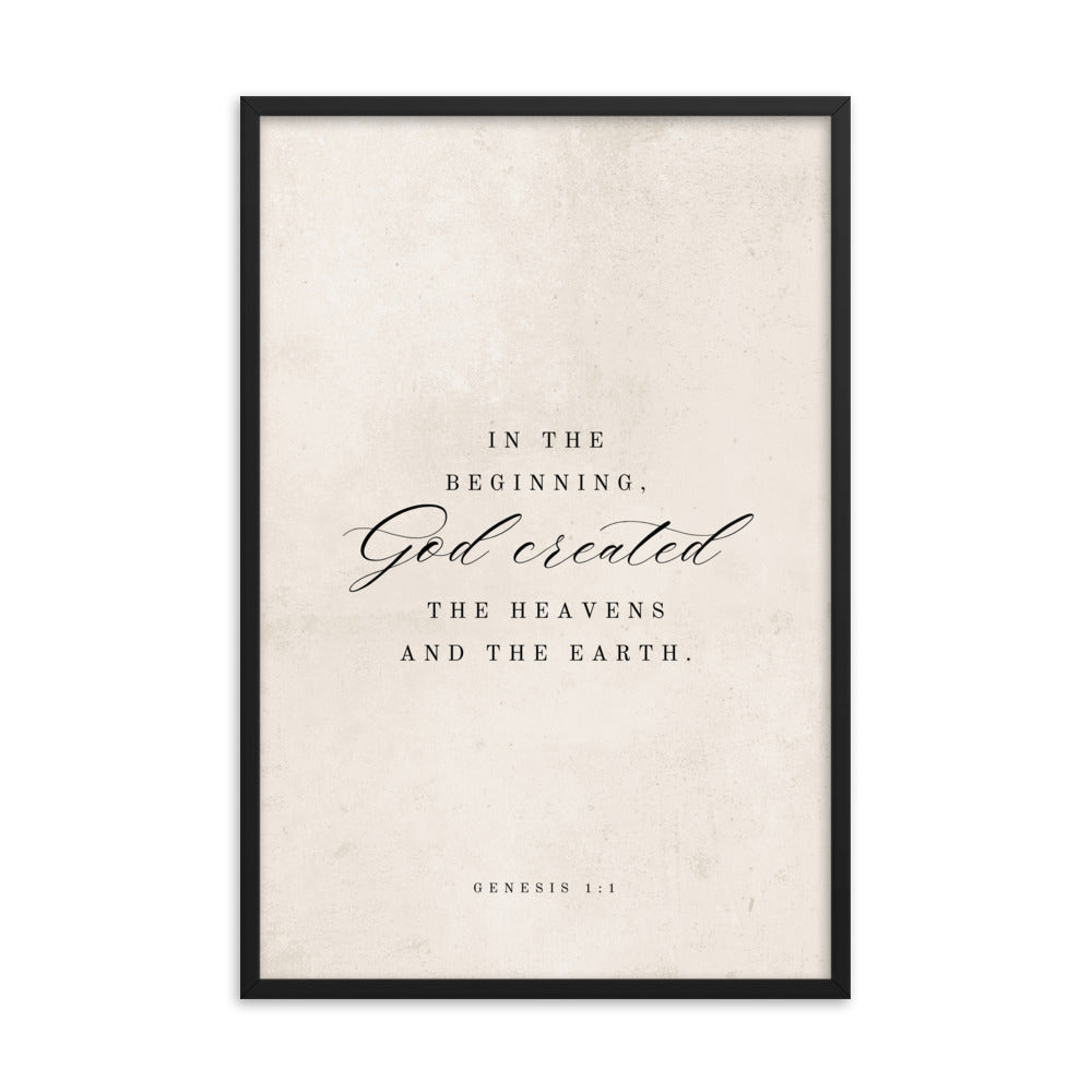 Genesis Verse 1:1 on a Beige Background  