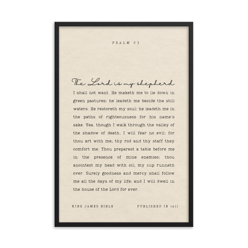 Psalm 23 On Beige Background  