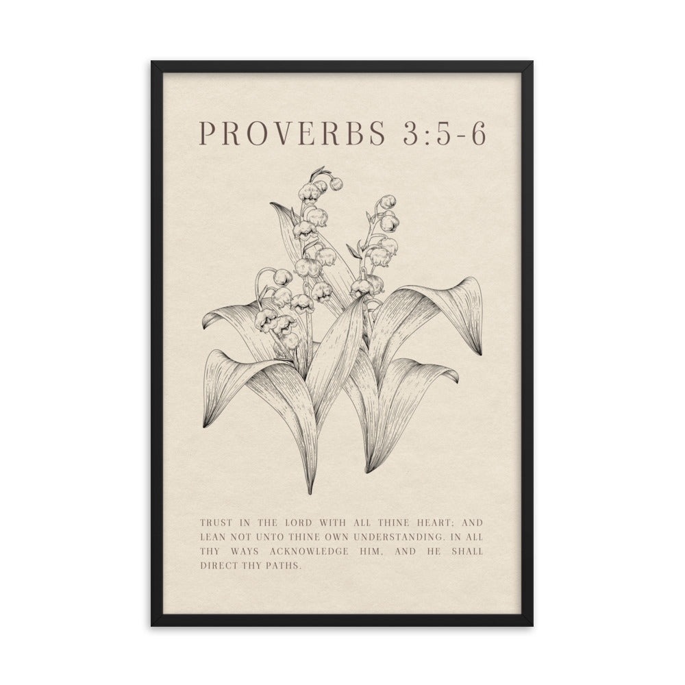 Proverbs 3:5-6 Floral On Beige Background  