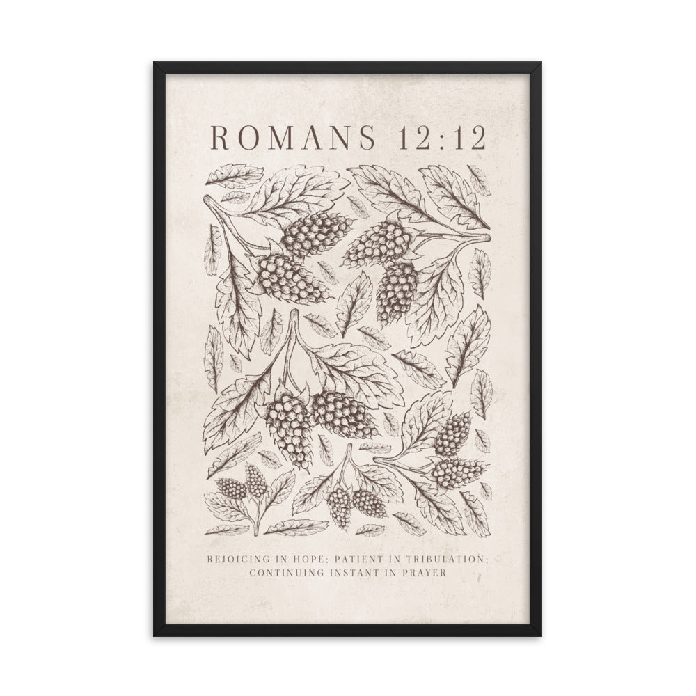 Romans 12:12 Floral On Beige  