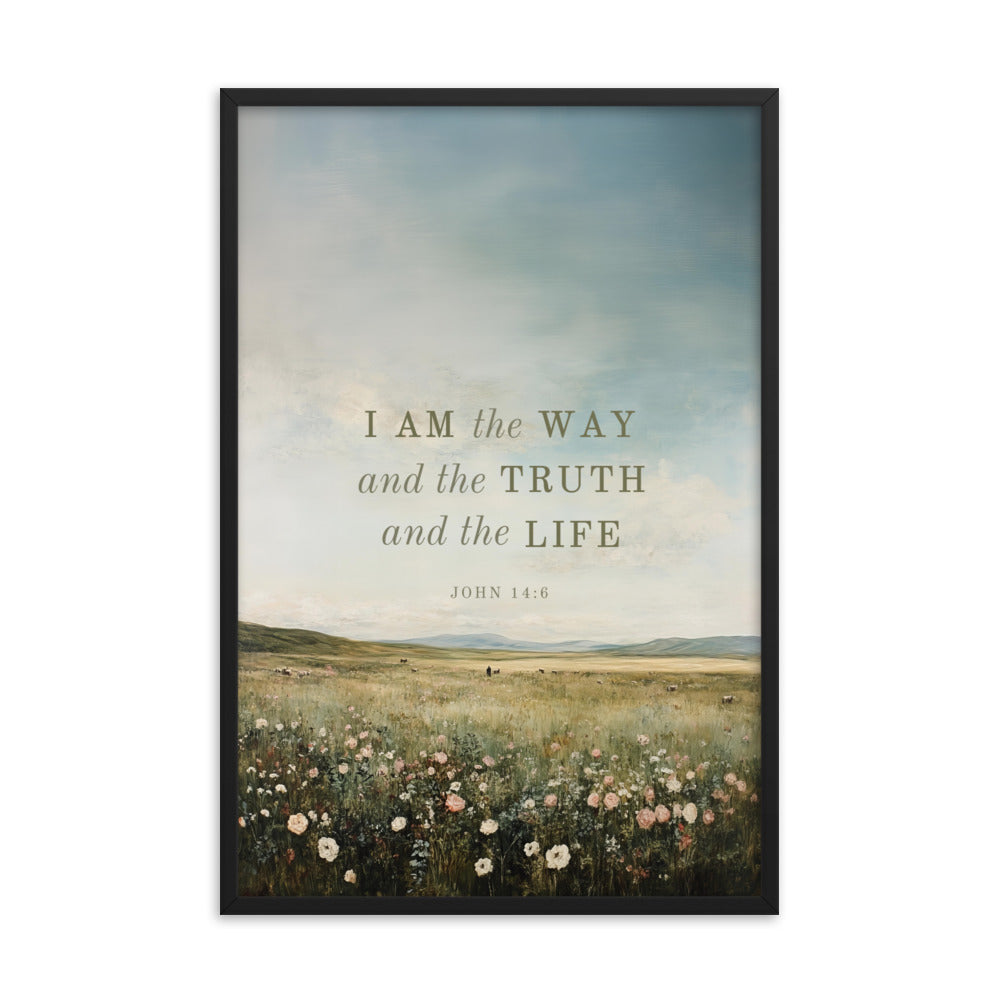 John 14:6 Meadow Scenery With Light Or Dark Text  