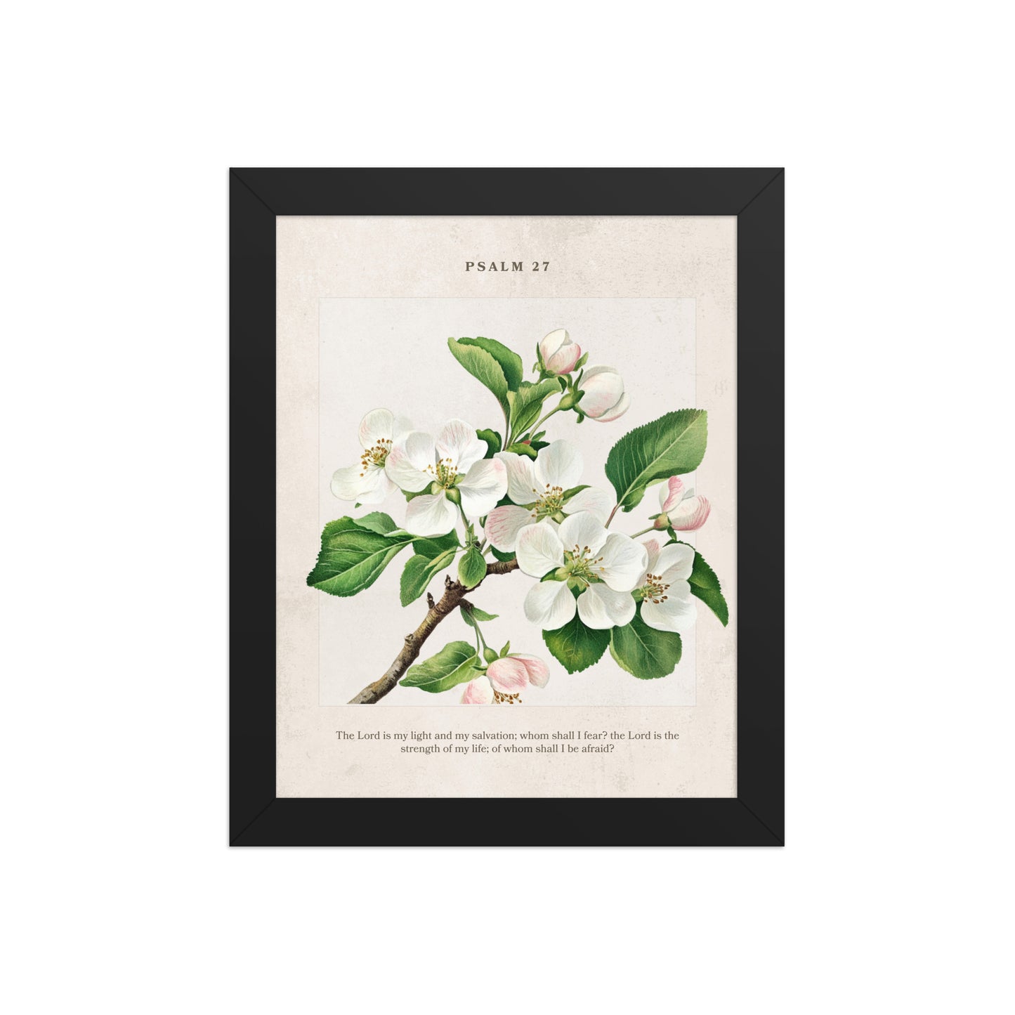 Psalm 27 Quote Vintage Floral On Beige Background  