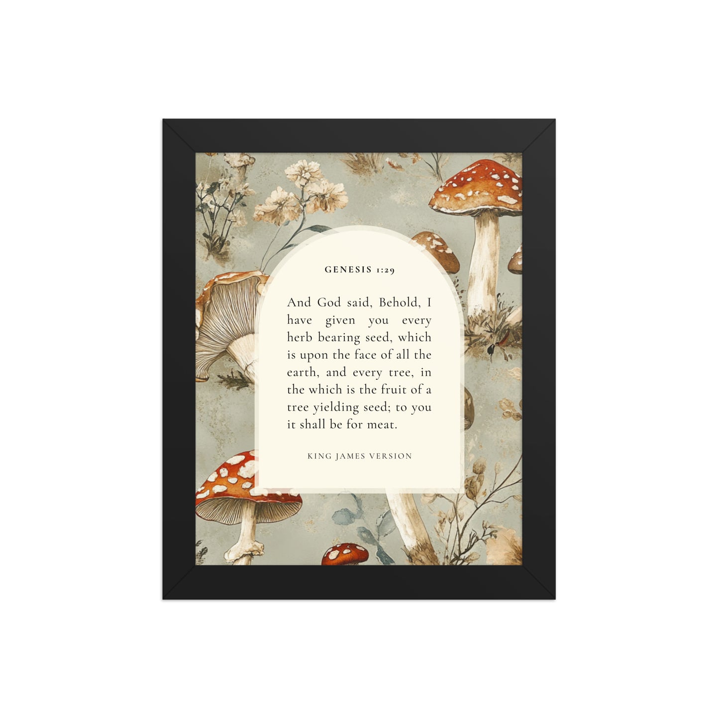 Genesis 1:29 Botanical Mushrooms Background  