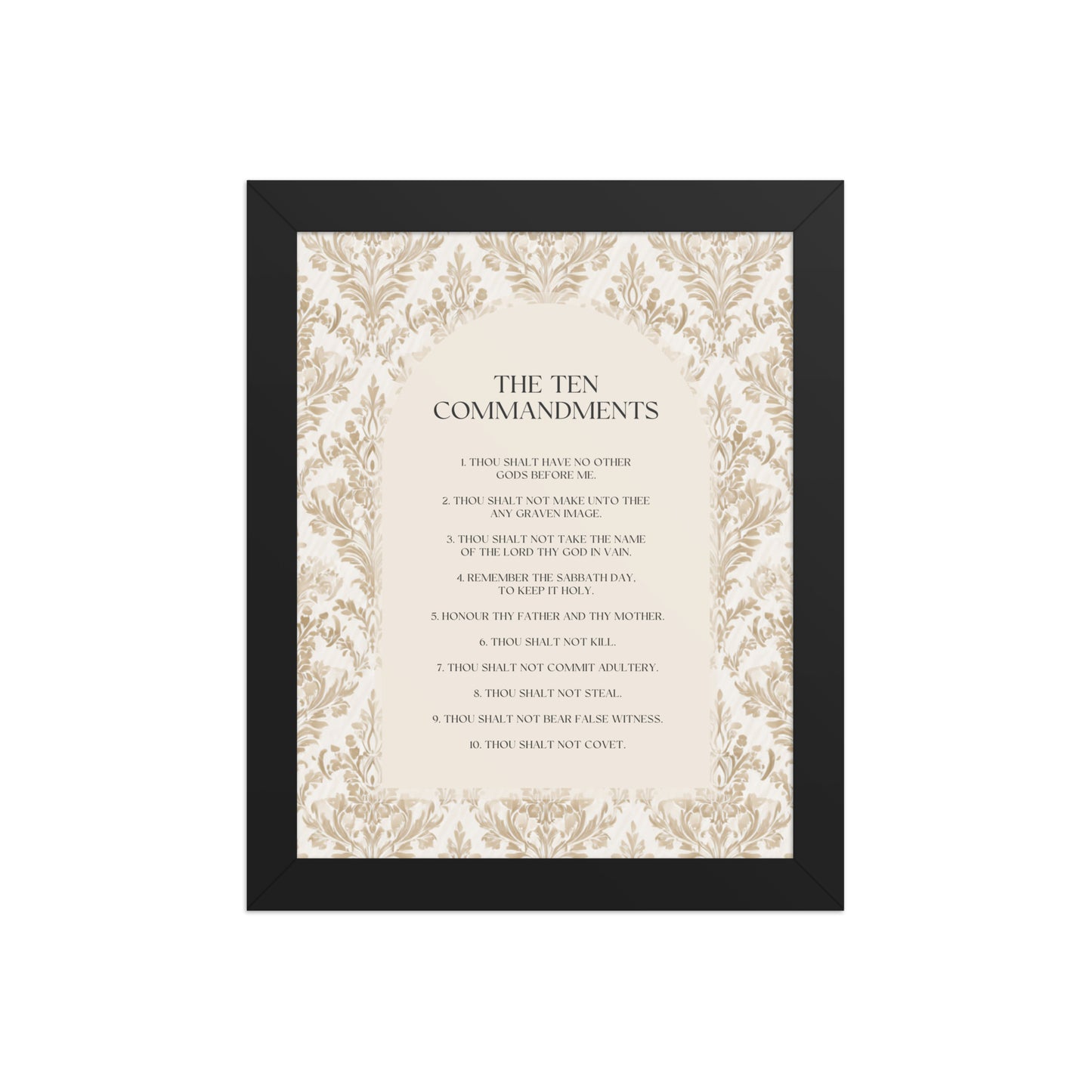 The Ten Commandments: Arch Design Print with Roman Numerals or List    Unframed Matte Paper / 8″×10″ / List-Unframed Matte Paper / 8″×10″ / Roman Numerals-Unframed Matte Paper / 11″×14″ / List-Unframed Matte Paper / 11″×14″ / Roman Numerals-Unframed Matte Paper / 12″×16″ / List 