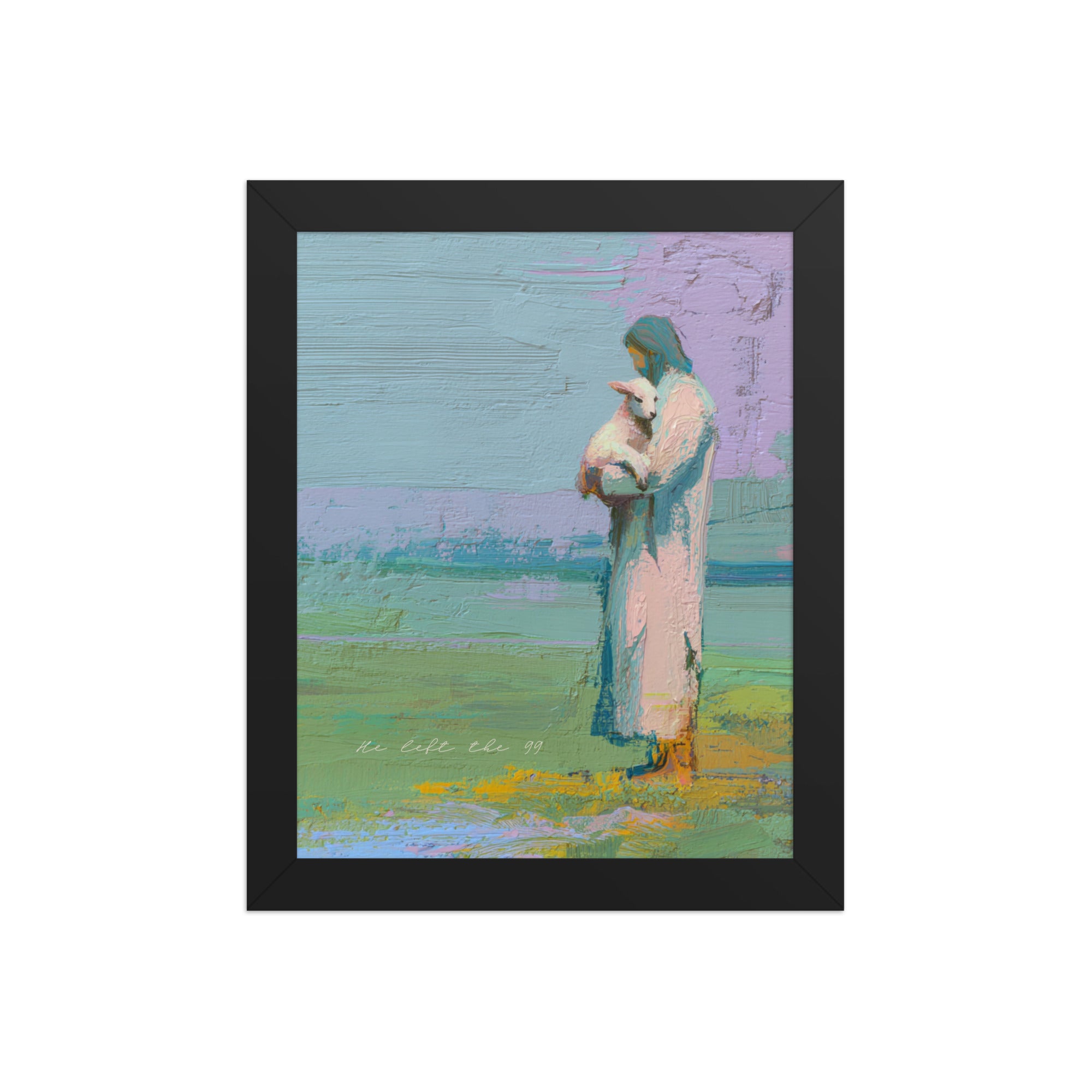 The Good Shepherd Wall Art | "He Left the 99" Scripture Print    Unframed Matte Paper / 8″×10″-Unframed Matte Paper / 10″×10″-Unframed Matte Paper / 11″×14″-Unframed Matte Paper / 12″×12″-Unframed Matte Paper / 12″×16″ 