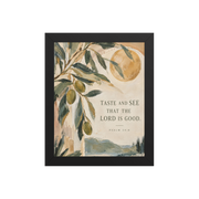 Taste and See Psalm 34:8 — Matte Black Frame / 8″×10″ portrait mockup