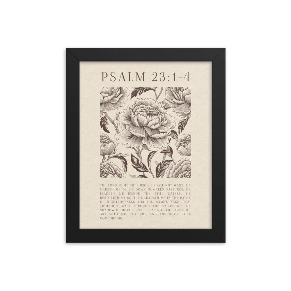 Psalm 23:1-4 Floral Art On Beige Background  