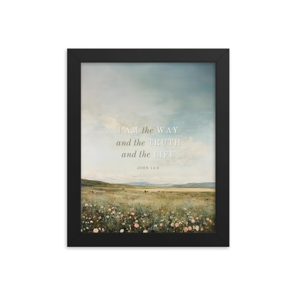 John 14:6 Meadow Scenery With Light Or Dark Text  