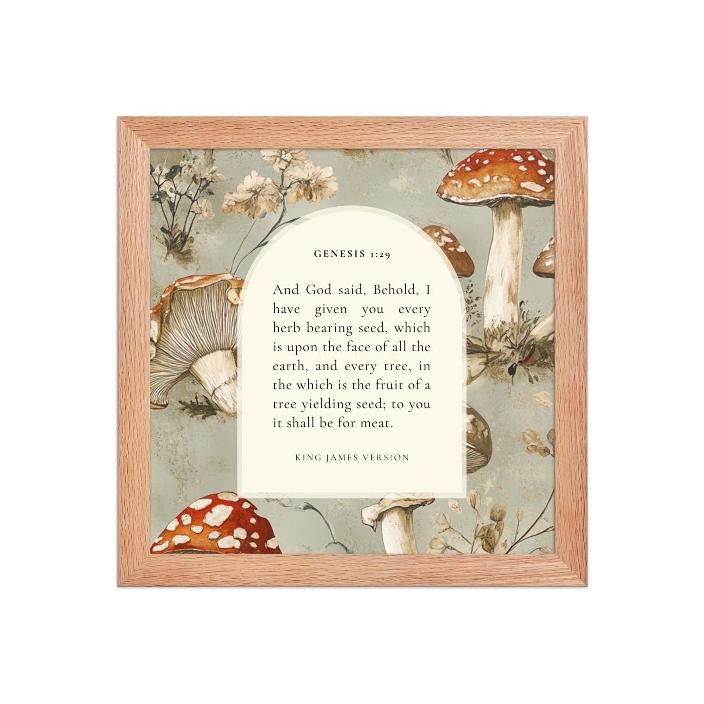 Genesis 1:29 Botanical Mushrooms Background  